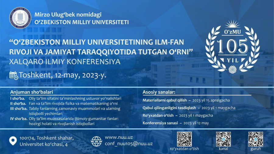 Международная научная конференция Национального университета Узбекистана имени Мирзо Улугбека